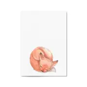Cute Sleeping Fox Cartoon Animal Nursery Wall Art