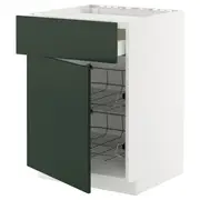 METOD / MAXIMERA base cab f hob/drawer/2 wire bskts, white/Havstorp deep green, 60x60x80 cm