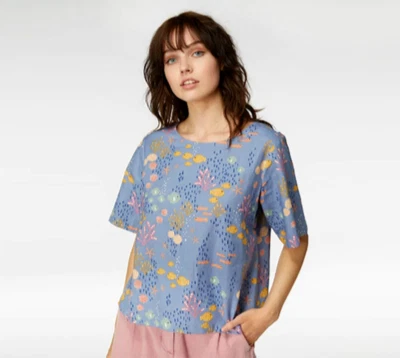 Dangerfield Blue Sea Fish Top Size 10AU