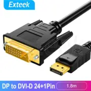 6ft DisplayPort to DVI DVI-D 24+1 Pin Male to Male Cable Video Connector 1080P