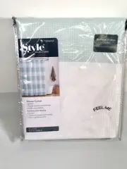 Anti Microbial Shower Curtain Never Leak 72-in W x 72-in L Green White Polyester