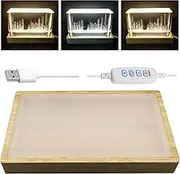 Adjustable Crystal Light Display Base for Art Glass 5.9 inch, USB Powered Wood Rectangle LED Display Base Stand Pedestal for Crystal, Centerpieces,Trophies,Figurines (1 Pack)