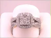 14k Yellow Gold Round Diamond Cushion Cluster Bridal Engagement Ring 2 Cttw