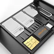 USB Memory Card Flash Reader for MicroSD TF with MicroUSB OTG Reader for Phone + SIM Card Storage Case & Phone Stand + SIM Card Adapter Converter + iPhone pin Tray Opener