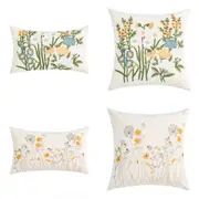 Embroidery Flower Decorative Cushion Cover Pillow Cover Pillow Case for Throw Sofa Couch Bed Chair Living Room Bedroom