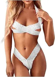 [KSDFIUHAG] Women's Garters & Garter Belts Sexy Hollow Out Bra Thong Women‘S Underwear Set
