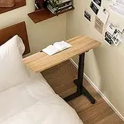 Adjustable Height Sofa Side Table with Metal Frame and Wheels, Overbed Bedside Table C-Shaped Side Table for Small Spaces, Movable Table for Hospital Bedroom Living Room Office