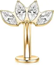 [hengkaixuan] G23 Titan Bauchschmuck Disc Bottom Belly Button Ring Flat Back Navel Piercing Schmuck 14G Belly Piercing Curved Barbell 10mm Internally Threaded Navel Ring für Frauen