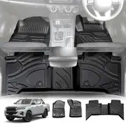 3D Floor Mats for Toyota Hilux Dual Cab Auto 2016-2025 Heavy Duty All Weather Car Mats Carpet Liner Set