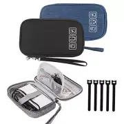 Electronic Organizer Cable Case, Travel Portable Cable Organizer Black+Blue