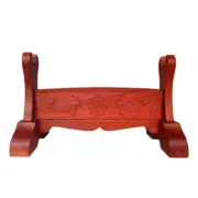 Redwood Japanese Samurai Sword Holder Stand Katana Tanto Rack Fish Carved 1 Tier