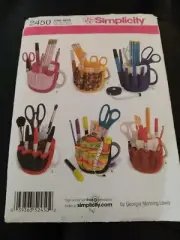 Simplicity 2450 Mug Bucket Organizers, Covers w Pockets UNCUT Sewing Pattern