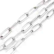 10M/Roll Soldered Stainless Steel Paperclip Chains with spool Findings 12x4x1mm