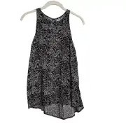 Old Navy Womens Tank Top Small Black White Floral Loose Fit Chiffon New