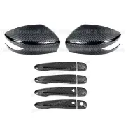 Carbon Fiber For Nissan Maxima Side Mirror + Smart Lock Door Handle Covers Trims
