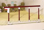 Side Guard for Elderly Bed Rails Guard Adults Assist Handle Handicap Bed Railing Metal Red Wood Grain Side Handicap Safety Folding Swing Grab Bar Home Care Bed Side Handrail (Size