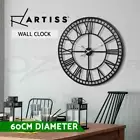 Artiss 60cm Large Wall Clock Roman Numerals Round Metal Luxury Home Decor Black