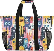 [sanluoli] Bag Foldable Beach Bag Sandproof with Handles Laundry Tote Bag, Cartoon Doodle Colorful Eyes, 1 size