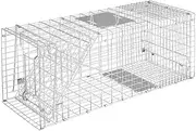 Gardeon Mouse Trap, 79 x 28 x 33cm Guinea Pig Rat Rabbit Cage Possum Rats Fox Cat Humane Mice Traps Small Animals Cages for Indoor Outdoor Farm Backyard, Automatic Door Lock Collapsible Silver