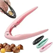 Chestnut Peeler Chestnut Cutter Tool and Scoring Nutcracker Clip Knife for Chestnuts Walnut and Nuts Dried Fruit Opener Roaster Scissors Essential Kitchen Tool (Pink)