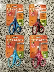 4 NEW Fiskars Pointed Tip LEFTY Kids Scissors Left Handed, ASSORTED! , 5" SIZE