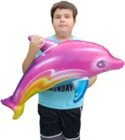 'Zugar Land Large 36'' Pink Rainbow Colorful Dolphin Inflatable Pool Toy (Pac...