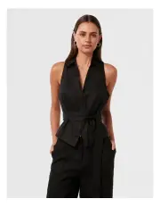 [Forever New] Daisy Tie Front Vest Top in Black
