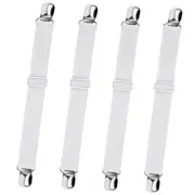 Bed Sheet Fasteners, 4pcs Adjustable Elastic Sheet Straps Heavy 4pcs-white
