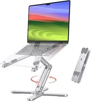 OMOTON 360° Rotating Laptop Stand Riser for Desk, Ergonomic Foldable Computer Stand Adjustable Height Angles for Collaborative Work, Easy Storage Fit Macbooks,All Laptops up to 16 inches, Silver