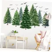 Watercolor Large Wall Decals Green Tree Forest Wall Sticker Nursery Pine Tree
