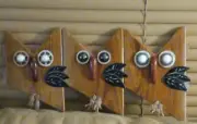 Wall Hanging Handcrafted Reclaimed Wood Whimsical Owls Decor
