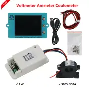 500V 300A Wireless Voltmeter Ammeter Coulometer 2.4"+Hall Sensor 485 VAC8610F