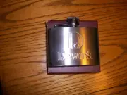 FLASK 4oz Dewars Stainless Steel Attached Screw Cap Liquor Whiskey