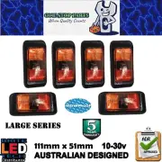 6 X LARGE LED MARKER LIGHTS SIDE MARKER LAMPS TRAILER TRUCK CARAVAN (6PCS)