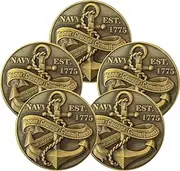 American Navy Challenge Coin with U.S. Sailor's Creed and Maritime Symbolism (Pack of 5)