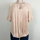 Ann Taylor Women Sz XS Beige Tan Short Sleeve Blouse Light Brown