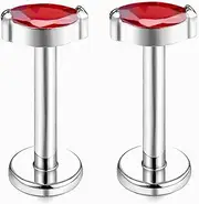[ENONTY] 1 pair 16G G23 Titanium Threadless Labret Studs Push-in CZ Labret Lip Cluster Tragus Helix Conch Lobe Rook Cartilage Push Back Sleeper Earring Piercing Jewelry for Men Women