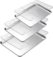 Baking Sheet with Rack Set Stainless Steel Cookie Sheet Baking Pans 6 PCS new