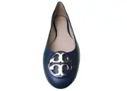 Tory Burch Tumbled Leather Claire Ballet Flat (8, Bright Navy)