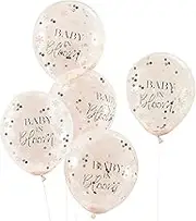 Ginger Ray Baby In Bloom Flowers Latex Confetti Balloons Set, 30 cm Size, Rose/Gold (5 Pieces)