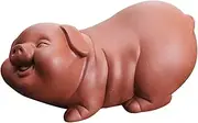 Cute Happy Pig Zisha Figurine, Mini Pig Statue, 2.0" Tall Ceramic Tea Ceremony Sculptures Animal Statue Home Decor