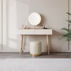 Elsmere Minimalist Vanity Set with Mirror and Stool/Dressing Table Set/Illumi...