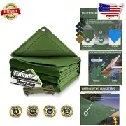 Heavy-Duty 10x20 ft Canvas Tarp - Water & UV Resistant with Grommets and Ropes
