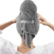 1 PCS Large Microfiber Hair Towel Wrap for Women, Amaezorx Anti Frizz Hair Drying Towel with Elastic Strap, Hair Turban for Drying Wet Hair Easy Twist Towels