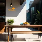 [MANGO TREES] "Bungalow" Live Edge Raintree Wood Bench 150cm