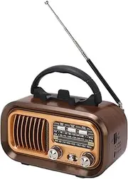 Bewinner Portable Retro Radio Speaker, Multifunctional Bluetooth Vintage Radio with Phone Holder, FM AM SW 3 Band Radio in Old Fashioned Classic Style for Home