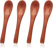 4pcs Tiny Wooden Spoons, Wooden Soup Spoons Mini Wooden Spoons Mini Condiment Spoons Handmade Tiny Wooden Spoons Salt Spoon Small Wooden Utensils Tiny Spoons for Spices Cooking