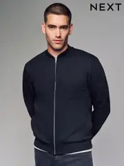 Black Cotton Rich Jersey Bomber Jacket (N78174) | $58