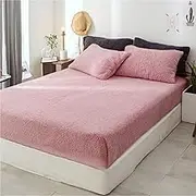 Luxor Teddy Bear Fleece Soft Thermal Warm Fitted Sheet Set, Blush, Queen