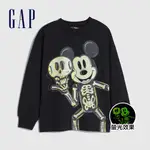 GAP 男幼童裝 GAP X DISNEY迪士尼聯名 純棉印花圓領長袖T恤-黑色(774140)